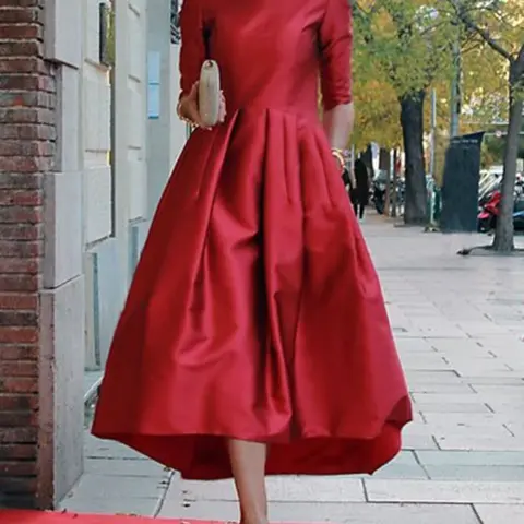 Women's Plain Plicated Round Neck Dress, Pleated Elegant Chic Basic Minimalist Aesthetic Fashion Casual A Line Hem Fit Dress for Daily Outdoor Wear, Women Dress for Summer Womenswear