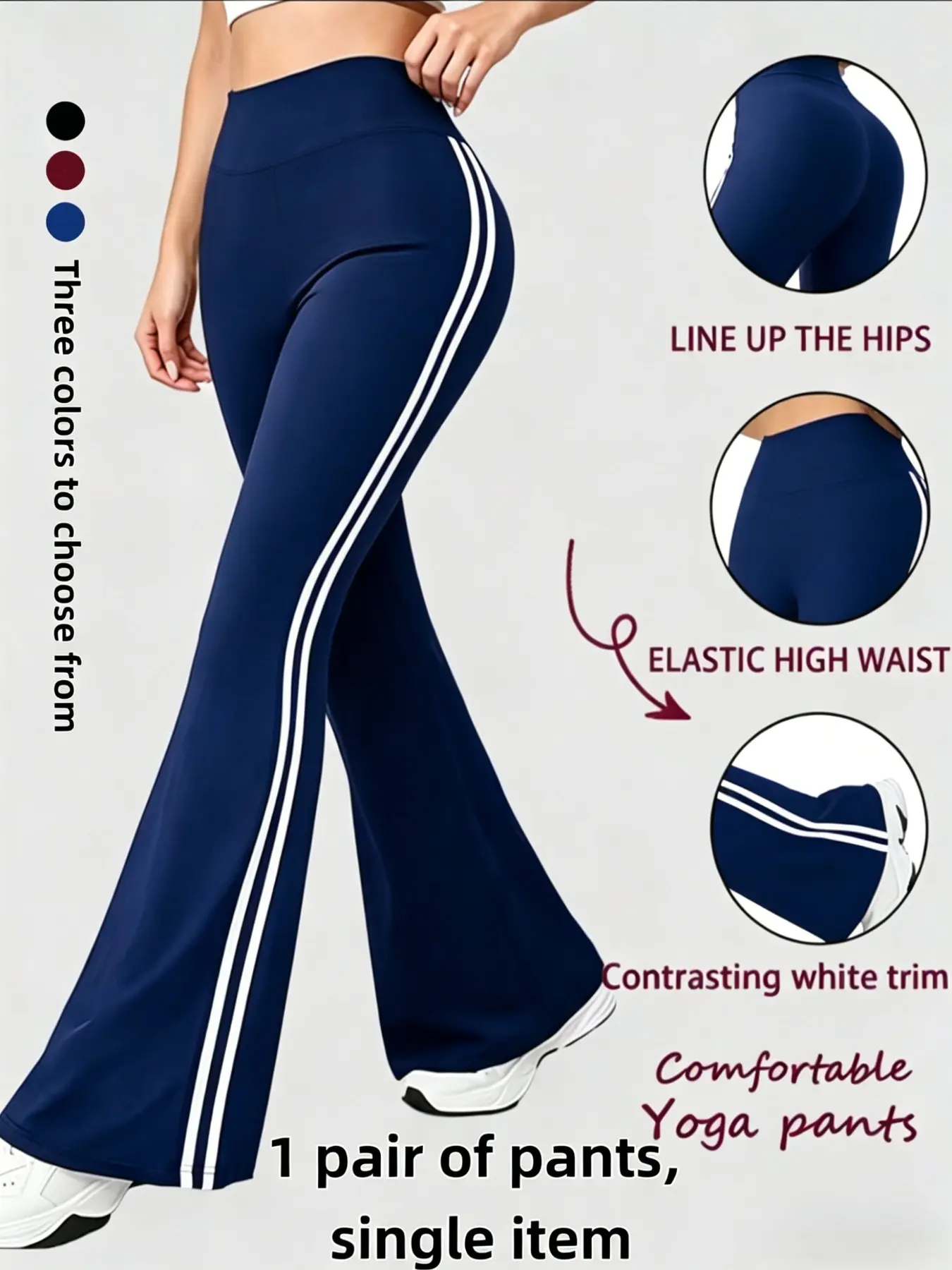 New Yoga Pants for Women, Comfy Yoga Pants, Sporty Fitted Leggings, Loose Outdoor Leisure Long Pants, All-Season Plain Pattern, Bootcut Yoga Pants, China Made, Gym Workout Leggings, Athleisure Yoga Pants