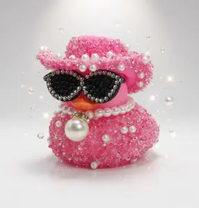Luxury Rhinestone Duck Car Figurine, Sparkling Pearl Dashboard Ornament, Elegant Mini Car Interior Decoration, Unique Cool Car, Truck & SUV Accessory, Eye-Catching Gift for Car Lovers, Birthday & Holiday Present