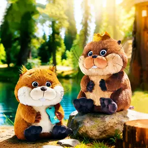 Disney Pixar Beaver Transformation Plush Doll,Mabel and King George with Tiny Smartphone and Mini Crown,Collectible Stuffed Animal, Cute Sofa Decor, Official Gift for Disney Fans,Viral Soft Toy,Holiday Gift Birthday Gift