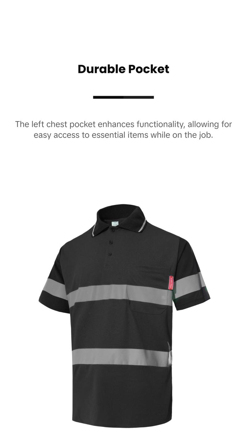 Men's Safety Polo Shirt with reflective tape, ANSI Class 2 standard