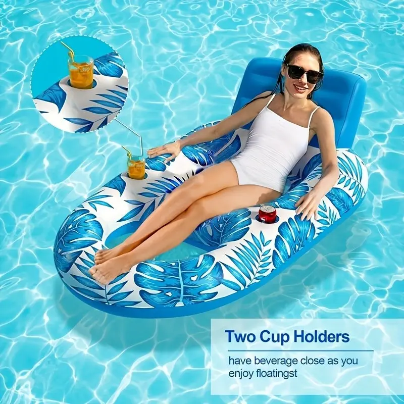 Inflatable Maple Leaf Pool Recliner with Cup Holder – PVC Floating Lounge for Pool Parties & Water Relaxation, Comfortable Backrest for Adults, Summer Essential for Poolside Lovers, Cozy Autumn Lake Vibe, Pool Float Chair, Floaties