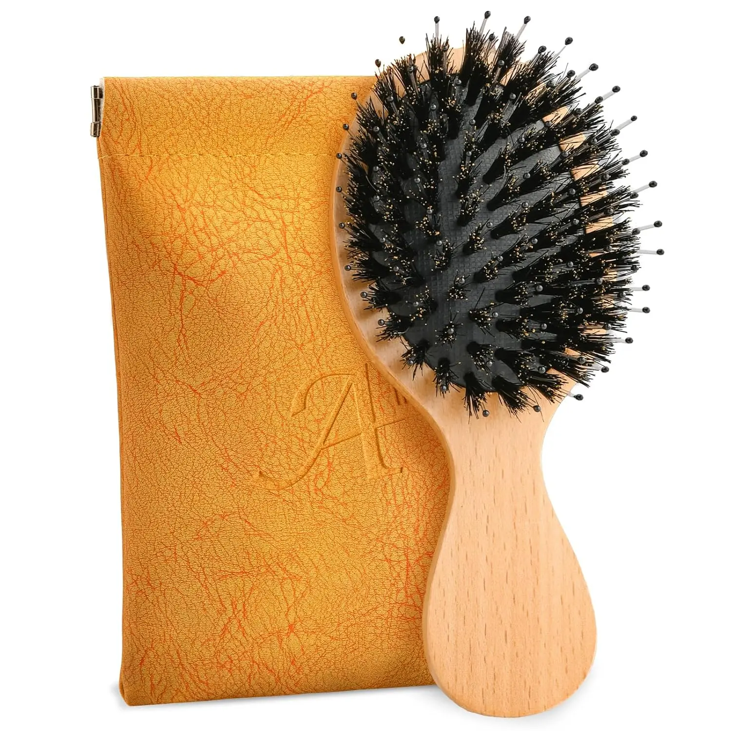 Mini Hair Brush, Travel Small Boar Bristle Hair Brush for Women Gift- Small Portable Compact Hairbrush for Girls Kids Women Best Gift, Travel Size for Purse, Vacation, Business Trips & Outings Ancable