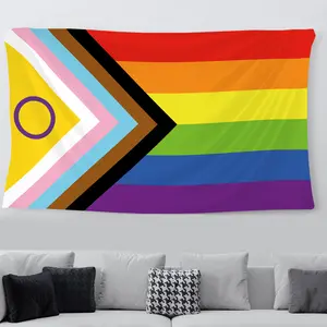LGBTQ+ Pride Rainbow Flag Wall Tapestry, Colorful LGBT Community Decor for Bedroom, Dorm Room, Apartment, Pride Month Celebration Gift Rainbow Pride Flag LGBTQ+ Support Banner, Durable Indoor Outdoor Decorative Flag for Home, Dorm Room and Pride Events