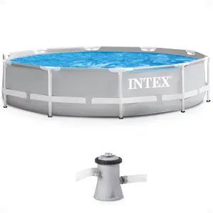 Intex 10ft x 30 in Frame Above Ground Swimming Pool with Filter Pump