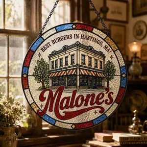Briar University Burger Restaurant Suncatcher, Malone's Diner Glass Suncatcher, Off Campus Fan Gift, Briar U Hockey Romance
