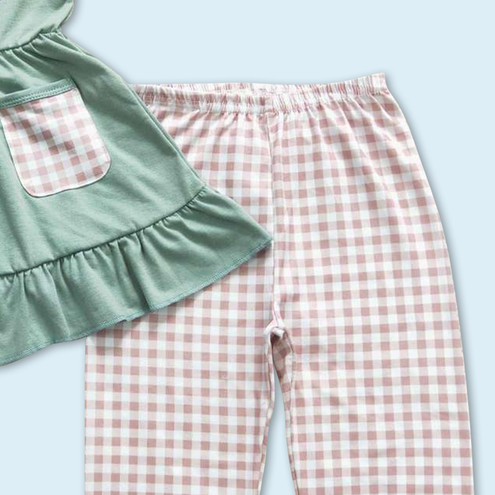 Thanksgiving turkey tunic pants baby girls set