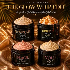 SkinSummers May Whipped Body Butter for Dry Skin – Hydrating Glow Whip Moisturizing Body Cream | Shea Body Butter 4oz, 8oz & Sampler