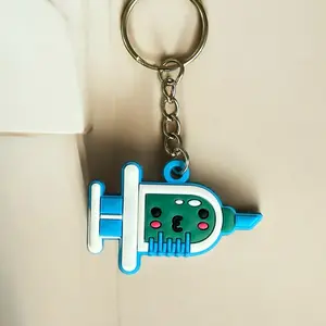 Healthcare Professionals Cartoon Syringe Silicone Keychain