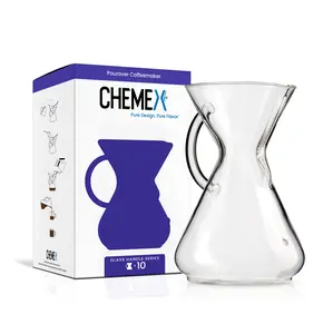 Chemex Pour-Over Glass Coffeemaker - Glass Handle Series - 10-Cup - Exclusive Packaging Pots Tea