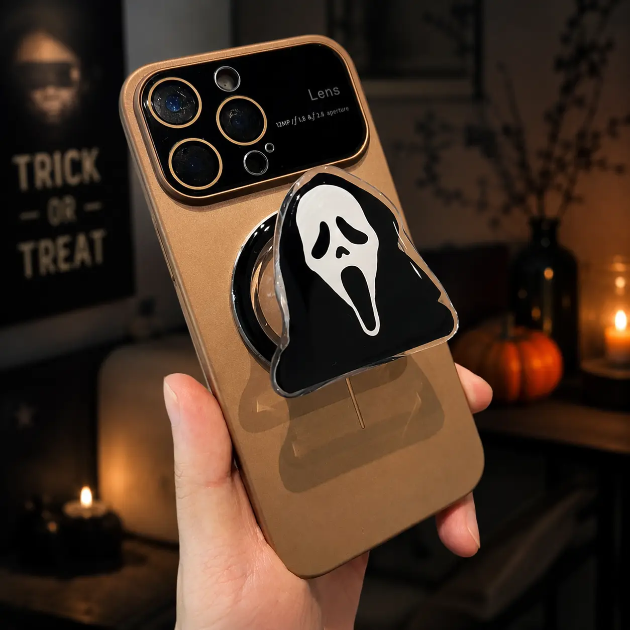 Horror Ghost Face 2D Acrylic Phone Grip Retractable Expanding Stand Bracket Holder For Smartphone Back Case Cover