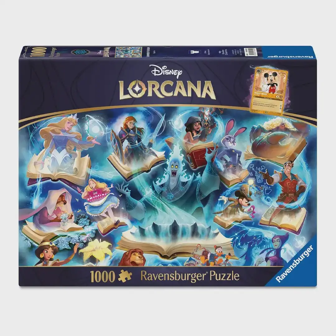 Ravensburger Disney Lorcana Glimmers of The Realm Sapphire 1000-Piece Steel-Cut Cardboard Jigsaw Puzzle Game, Anti-Glare Collectible for 12+ Enthusiasts, Relax & Destress Relief Indoor Activity, Boosts Confidence & Cognitive Development