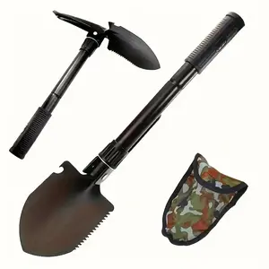 3-Piece Set (Black Shovel+Shovel Protective Cover+Steering) |   Lightweight Foldable Shovel - Durable Metal Material, Portable Multifunctional Tool, Ergonomic Handle and Storage Bag, Perfect for Camping, Hiking, Emergency Bags, and Backpacking