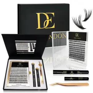 Lash cluster kit for beginners- D'ESCANDÓN Reusable cluster eyelashes Extension kit with magnetic tray, bond & seal, applicator, remover and mirror