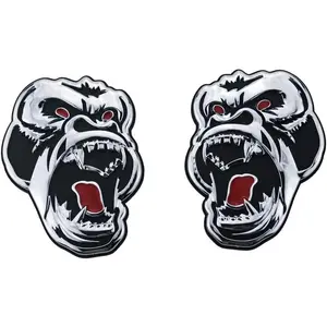 2Pcs Angry Gorilla Ape Emblems Side Rear 3D Badge Car Truck Motorcycles Decal Gorilla Sticker Custom New (Chrome)