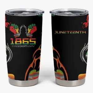 African Juneteenth Freedom Day 1865 Tumbler Cup Colors Liquid Marble With Broken Chains