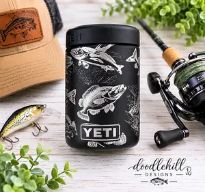 Fish Engraved YETI Colster | 12 oz Regular & Slim Can Cooler | Gift for Fishermen | Laser Engraved Drink Holder | Father's Day Gift
