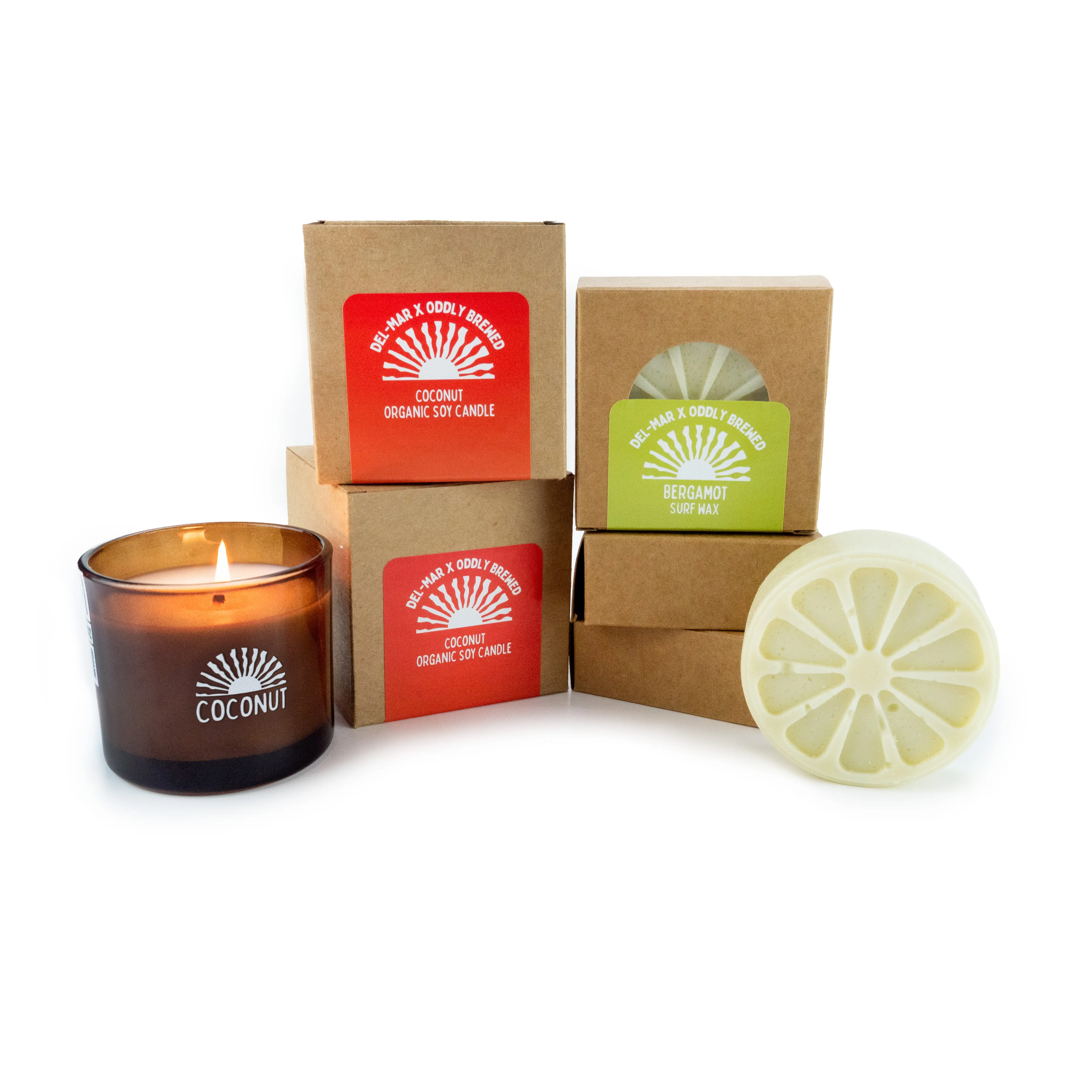 Del-Mar X Oddly Brewed Candle + Surf Wax Bundle