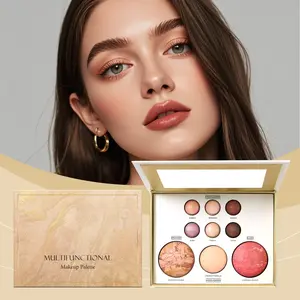 All-in-One Makeup Palette – Eyeshadow, Contour, Blush, Highlighter & Under Eye Brightener – Versatile Gold-Tone Face & Eye Palette for Natural to Glam Looks – Complete Cosmetic Kit