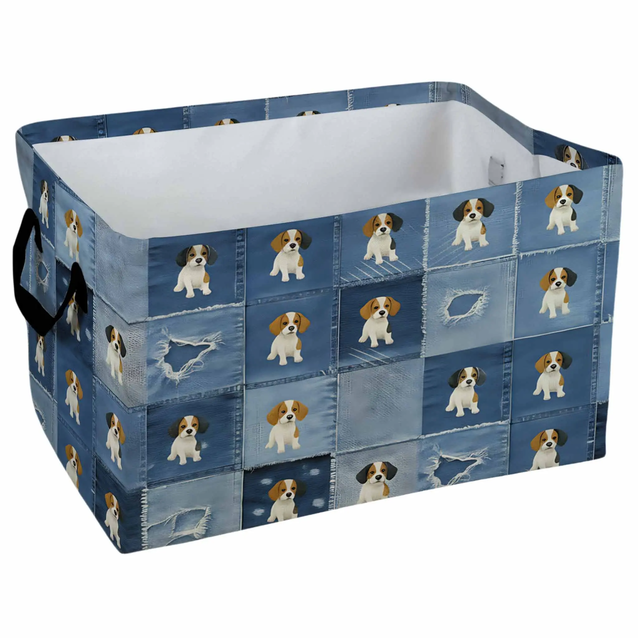 Cute Beagle Dog Denim Pattern Storage Baskets Boxes Home Decor Clothes Organization Holiday Gifts， Laundry Hamper， Car Storage Basket Camping Picnic， Shelf Baskets， Organizer For Toys， Books