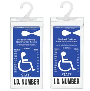 Set of 2 Handicap Parking Placard Holder, Ultra Transparent Protective Cover with Large Hanger