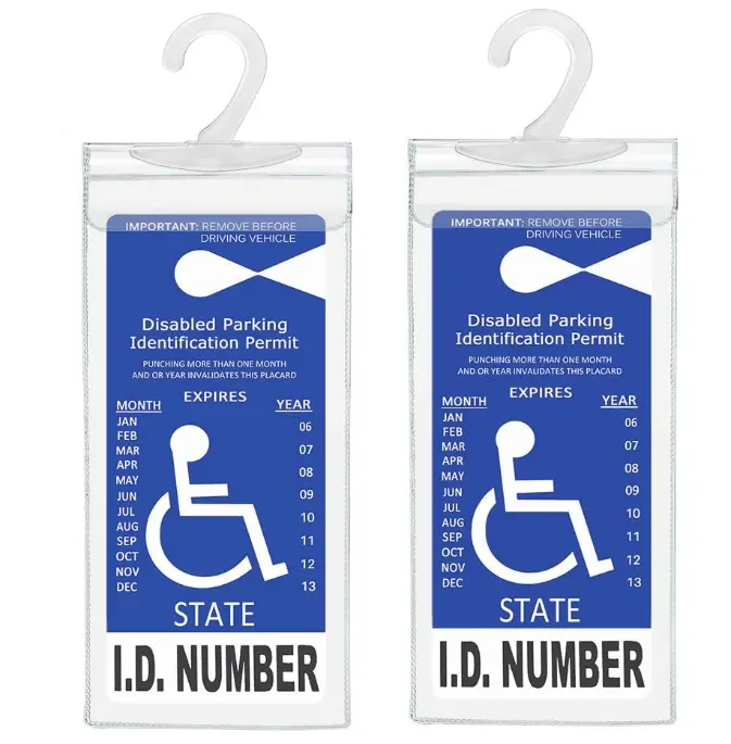 Set of 2 Handicap Parking Placard Holder, Ultra Transparent Protective Cover with Large Hanger