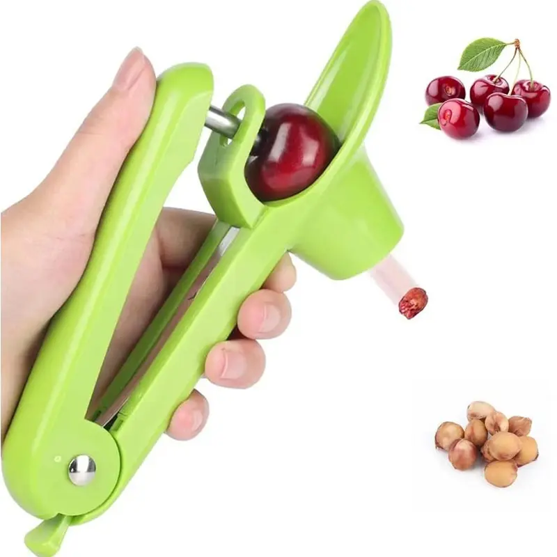 Heavy-Duty Cherry and Olive Pitter Corer Tool (Green) Durable Fruit Tool -TikTok Viral 2025, Ideal for Halloween Decoration 2025 Fruit Kitchen
