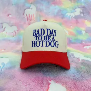 Bad Day to Be a Hot Dog Embroidered Baseball Cap Fourth of July Hat for Her Him Summer Funny Trendy Snapback Hat Vintage Design One Size Fits All