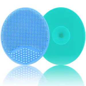 Baby Bath Brush, Baby Cradle Cap Brush, Silicone Massage Brush, Silicone Scrubbers Exfoliator Brush, Baby Skin Scrubbers for Dry Skin, Cradle Cap and Eczema (Large-Blue & Green)