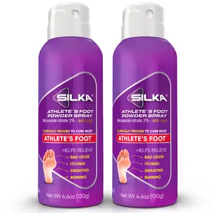 Silka Athlete's Foot Spray, Results in 4 weeks, Miconazole Nitrate 2% Antifungal Foot Spray, Clinically Proven for Itching, Burning, Sweating & Odor Relief, Touch Free and Fast-Drying, 4.6 oz (2 Pack)
