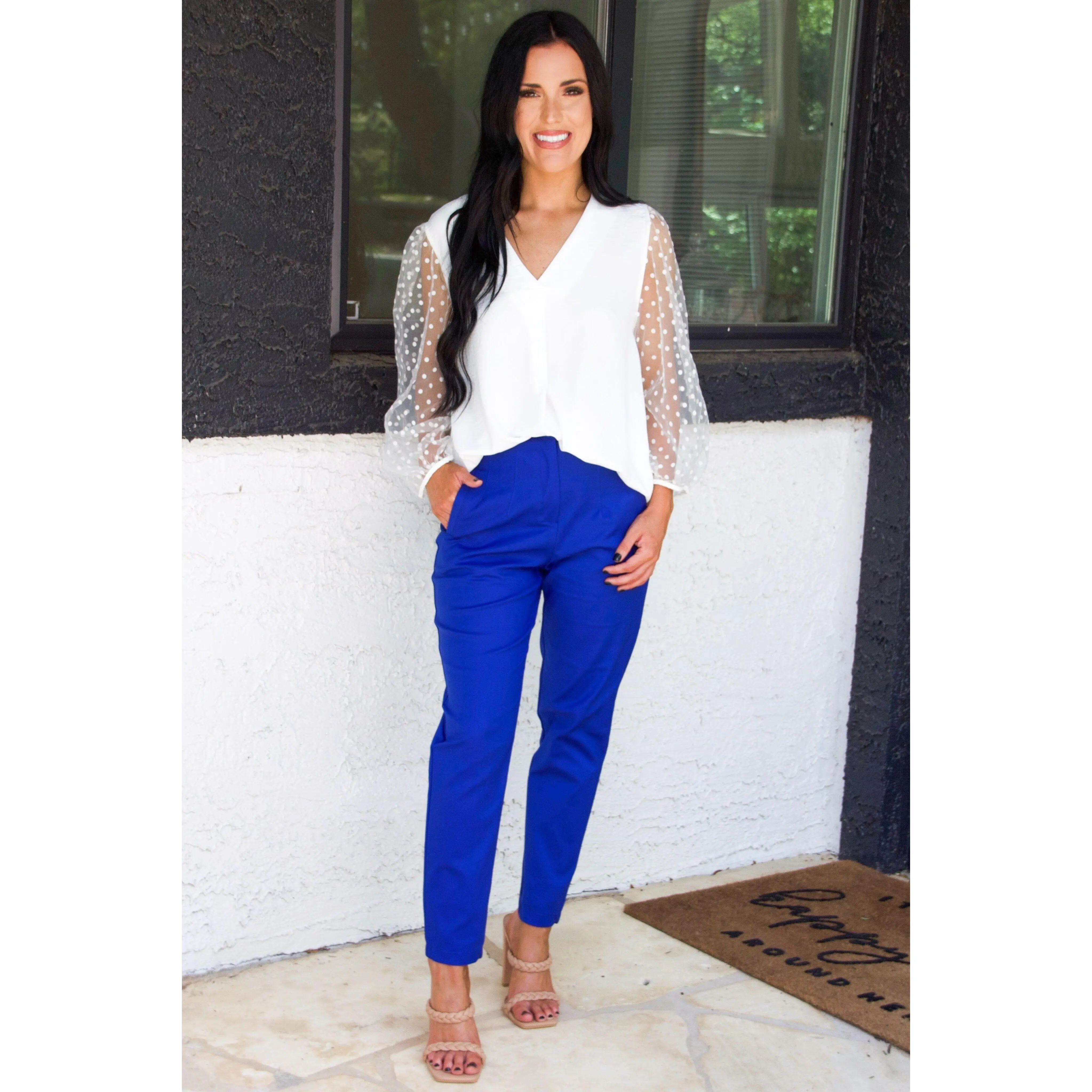 Taylie High Waisted Pants: Royal Blue