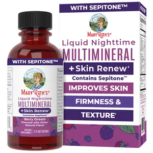 MaryRuth's Liquid Nighttime Multimineral + Skin Renew - Clinically Shown in Women to Reduce Fine Wrinkles & Improve Firmness - Vegan - 1 fl oz 8-Pack