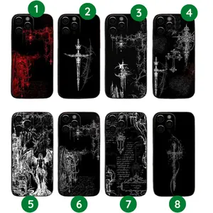 Gothic Cyber Sigil Cross Phone Case, Dark Grunge Graphic Printed Cover, Y2K Alt Aesthetic Tough Protective Case for Women & Men