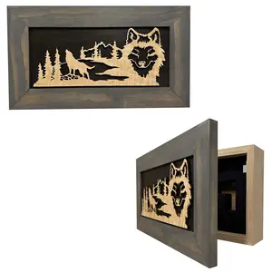 Wall-Mounted Gun Cabinet Wolf Scenery Wall Decoration - Gun Safe To Securely Store Your Gun In Plain Sight Shelves Magnetic Room Security Nature Photo Wall Art Safe Drawer