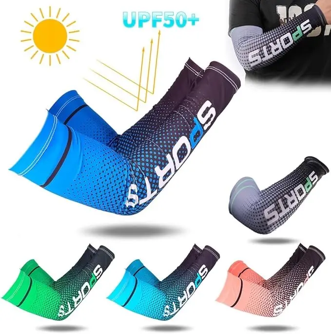 5 Pairs Arm Sleeve UV Sun Protection Sleeves Cooling Sports Sleeve Anti Slip Ice Silk Warmers Arm Covers for Men Women