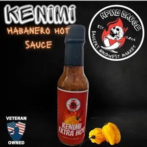 NFMS Sauce Kenimi Extra Hot Sauce - Fire-roasted Habaneros, Serrano Peppers, Garlic, 5 oz. Bottle