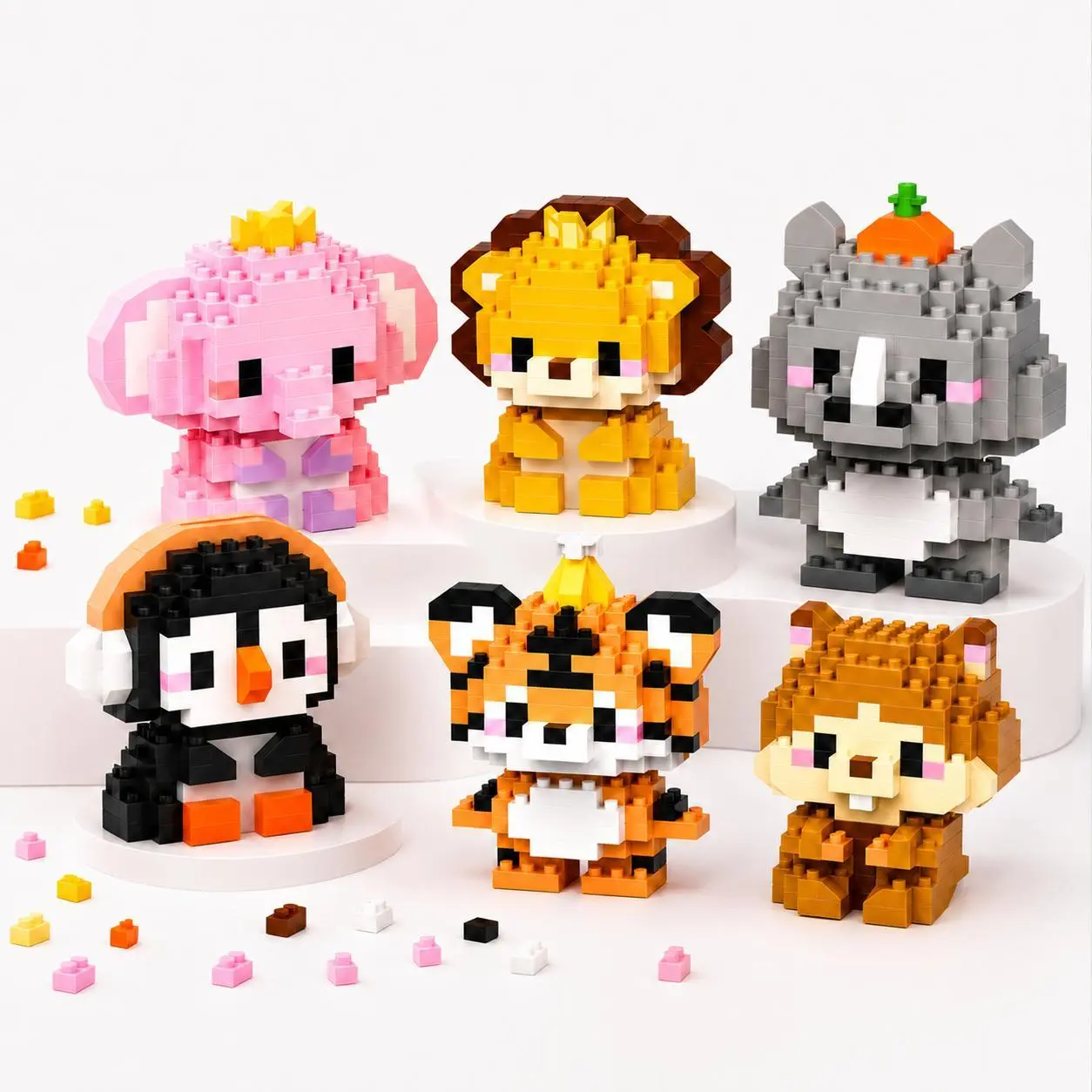 Skin Picking Toys Mini Animal Figures,Stress Relief DIY Building Blocks,Sensory Fidget Toy with Multiple Styles for Kids & Adults