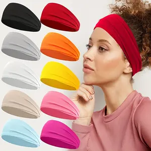 Elegant Minimalist Polyester Headband for Women - 1pc Solid Color Knitted Elastic Sports Fashion Hairband for Yoga, Suitable for All Seasons