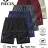 Men's 5-Pack Fitted Elastane Polyester Clothing Gym Shorts - Dry-Fit Solid Color Activewear, High Stretch, Zip Pocket, Drawstring Waist, Sporty Chic Athleisure Style,sohochic
