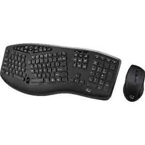 Adesso Slim 2.4 GHz Wireless Ergonomic Design Keyboard and Mouse Combo - Low Profile Chiclet Multimedia, Multifunctional Keyboard Device (Black)