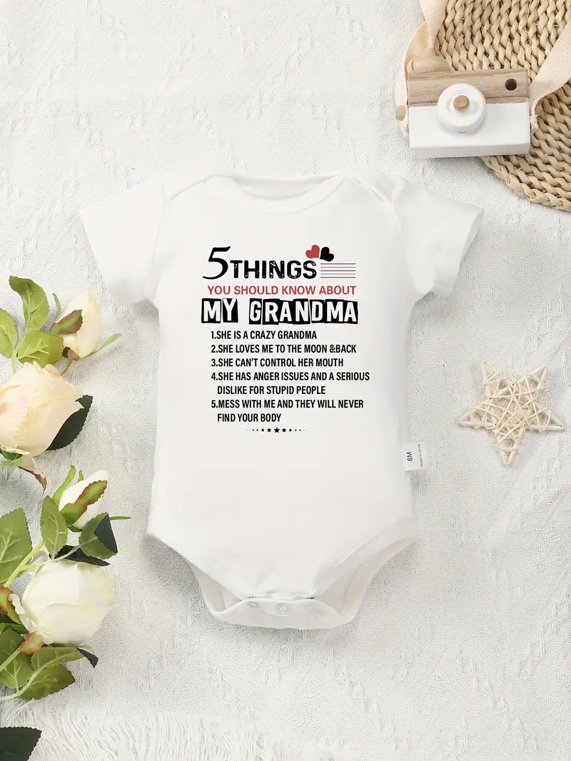 100% Pure Cotton Youngsters' Onesie AYJK7 Soft Casual Round Neck with Alphabet Print for Outdoor Use