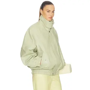 Helsa The Oversized Leather Bomber in Dusty Yellow