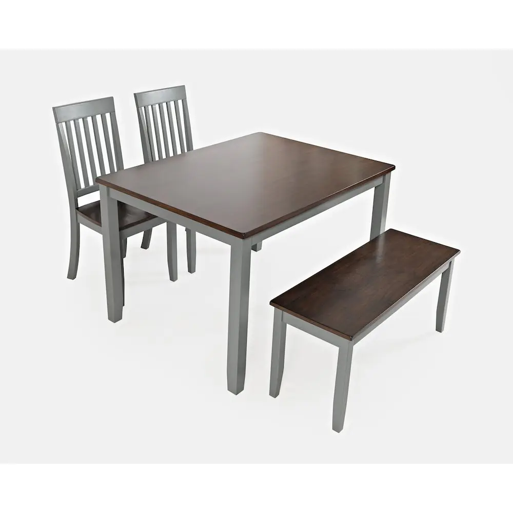 Decatur Lane Rustic 4-Piece Solid Acacia Wood Dining Set, Spacious Size Indoor Farmhouse Furniture Set