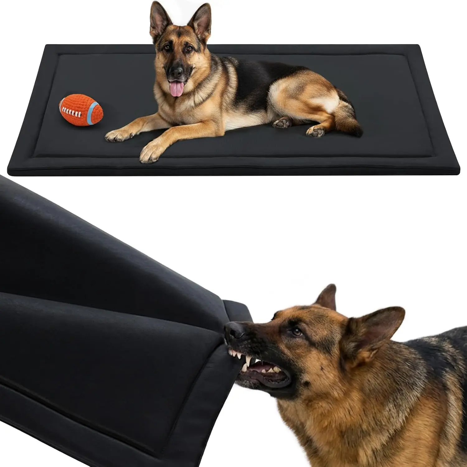 Indestructible Chew-Proof, Puncture-Resistant Waterproof Dog Bed Mat Pad, Heavy-Duty Crate/Kennel Accessory for Aggressive Chewers & Teething Puppies, 47"x28" Black Pet Bed Mat