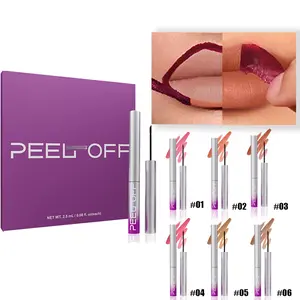 6 Colors Peel Off Lip Stain, Waterproof & Sweatproof Long Lasting Lip Tint Tattoo, Transfer-proof Matte Lip Liner Singles for Daily Makeup