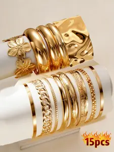 Women's Elegant Minimalist Bangle, Alloy Material, Minimalist Design, 10/19pcs Trendy All-match Bangle, Fashionable Jewelry As Perfect Gift Birthday Gift for Girlfriend