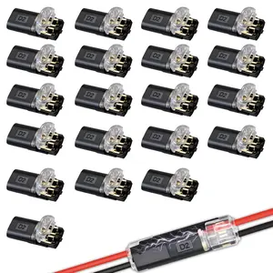 2 Pin Solderless Quick Double-Wire Plug-in Connectors with Locking Buckle, No Wire Stripping Cutting, for 18-22AWG LED Strip Lights (20PCS)