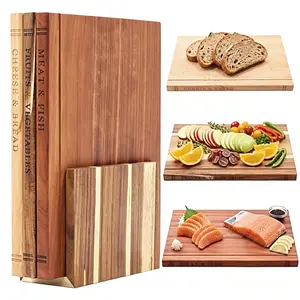 3-Piece Wooden Cutting Board Set with Stand, Book Shape Design, Dishwasher Safe, Easy Clean, Ideal for Meat and Vegetables, Unique Gift