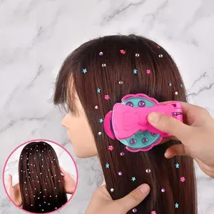 Glitter Diamond Styling Tool Plastic Gemstone Decorator Girls to Brighten Hair, Clothes, Accessories, etc.Birthday, Christmas, Trendy Products Hairstyle Stars Bows