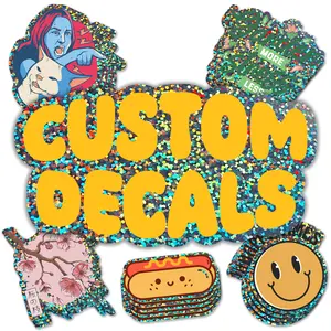 VulgrCo Custom Glitter Stickers - Personalized Die Cut Decals for Fun Business Weddings Birthdays Gifts Waterproof Dishwasher Safe Rainbow Glitter Made in USA